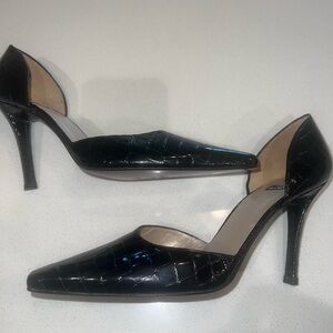 Stuart Weitzman 9.5 Chic Black Croc-Patterned Women's Heels